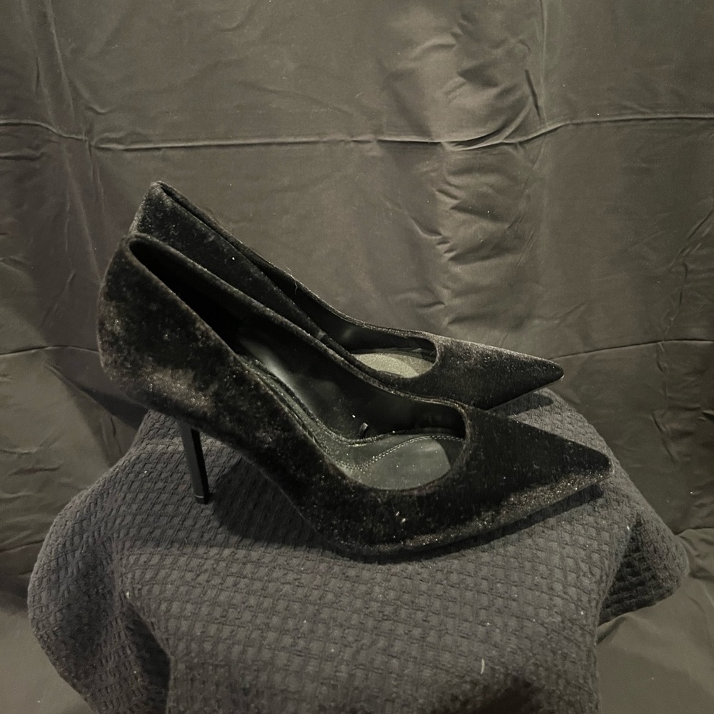ZARA Pumps High Black Velvet Stiletto Heels